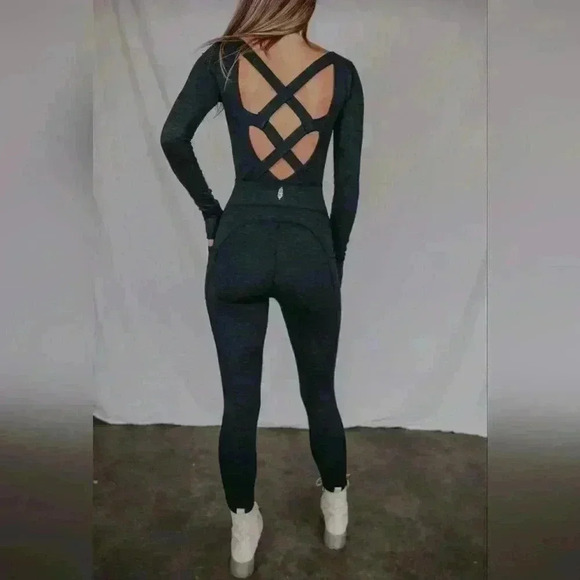 FP Movement by Free People Relieve Crossback Jumpsuit Grey Long Sleeve Small/P - Picture 8 of 9